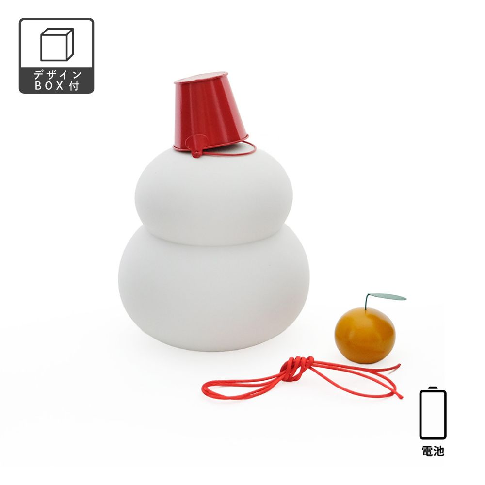 【先行予約】鏡餅のオブジェとしても使える 半磁器のLEDライト 雪だるま ビッグ