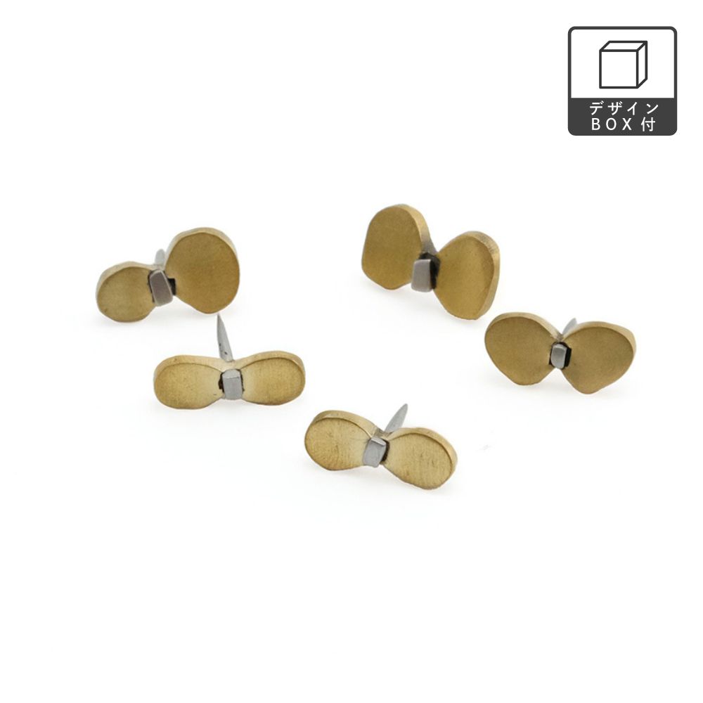 壁にとまっているような ブラスで出来た飾りピン バタフライ 5個入