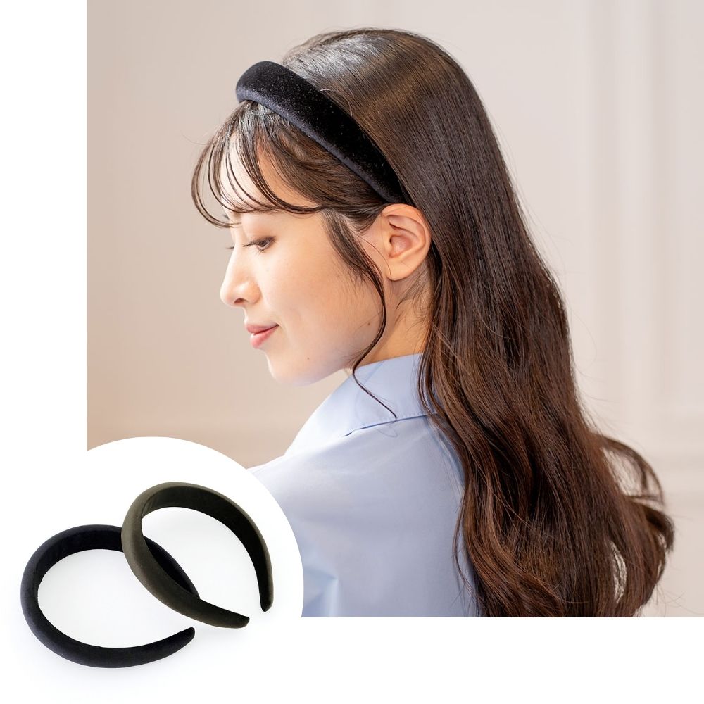 品良く仕上がる大人のベロアカチューシャ（2色）