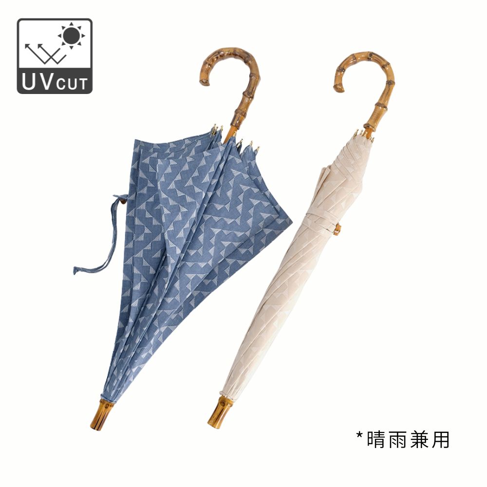 幾何学模様の刺繍生地で作った 晴雨兼用日傘（2色）