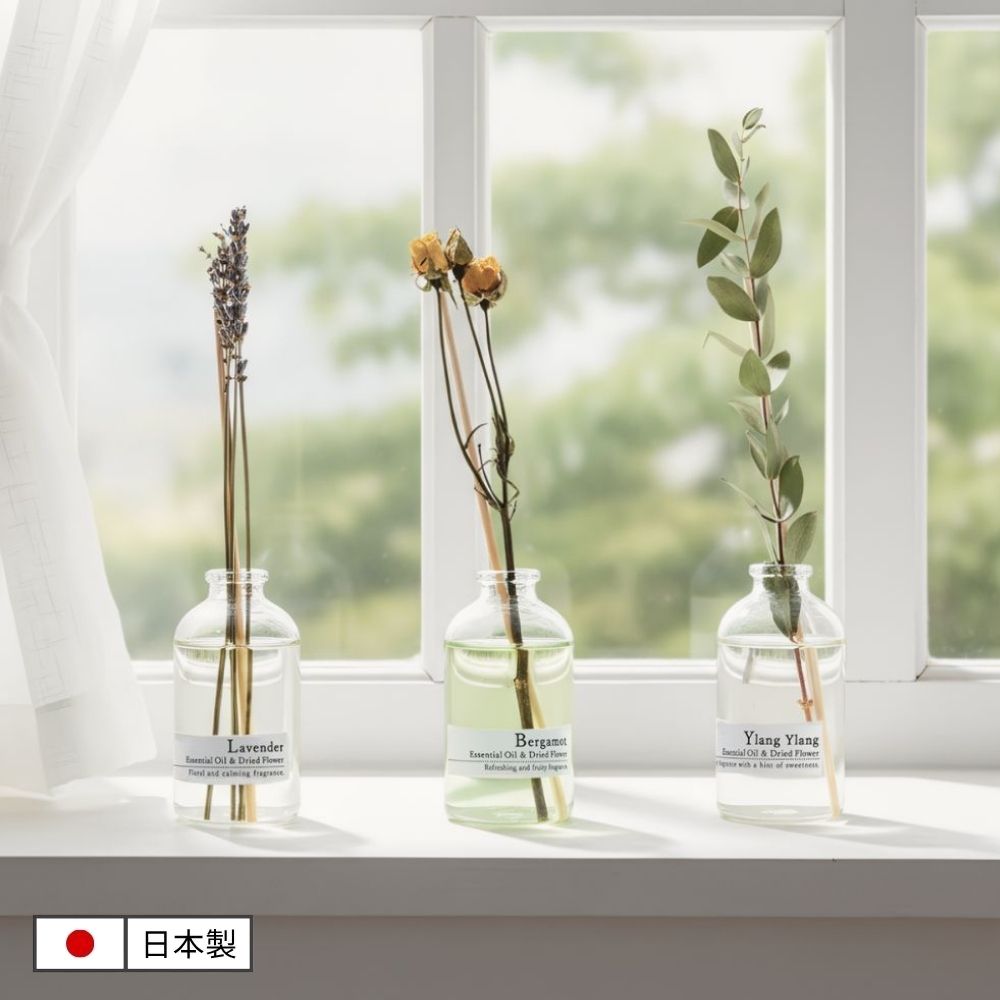 エッセンシャルオイルのディフューザー&ドライフラワーのセット （3種類）
