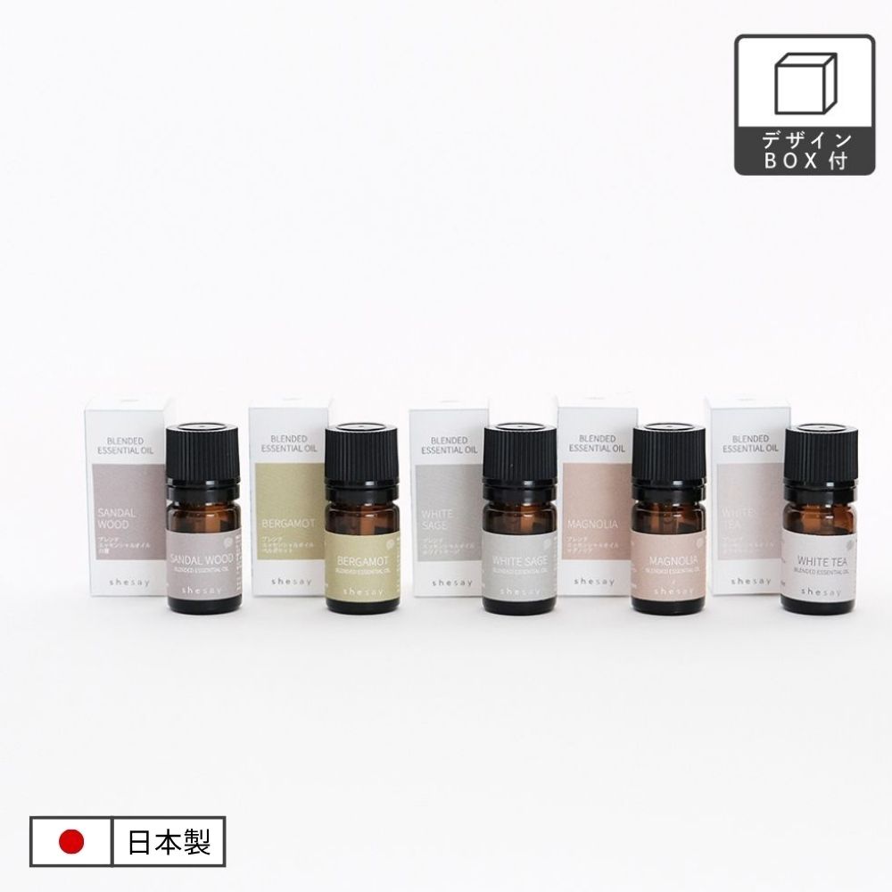 天然精油をブレンドしたエッセンシャルオイル（5種類）