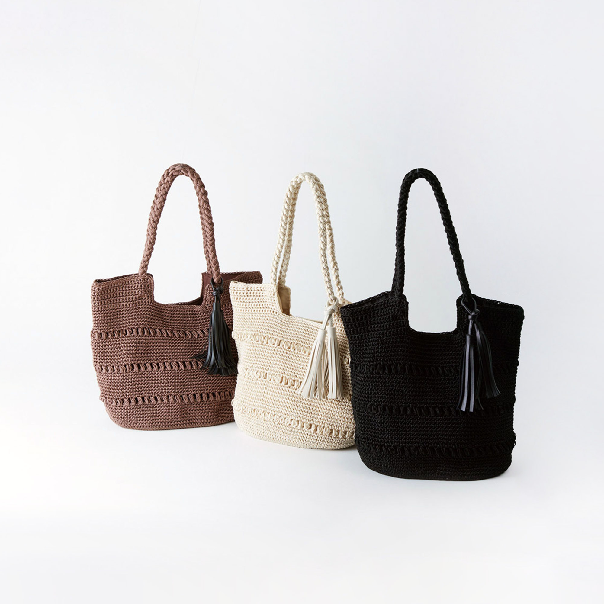 艶のある上品な クロシェトートバッグ（3色） | shesay(志成販売)｜インテリア・ファッション雑貨の卸仕入れ専用サイト