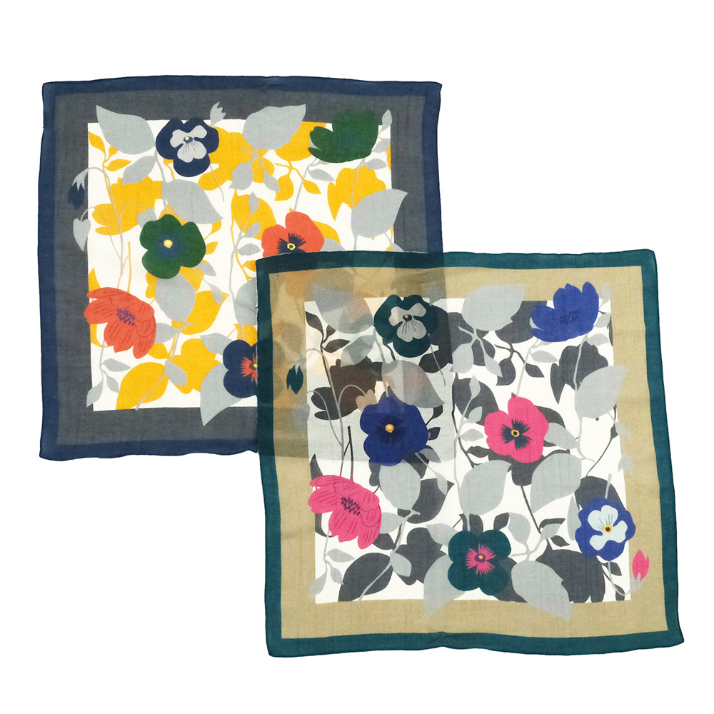 【先行予約】冬の花々をとじこめた フレームスカーフ ショートサイズ（2色）
