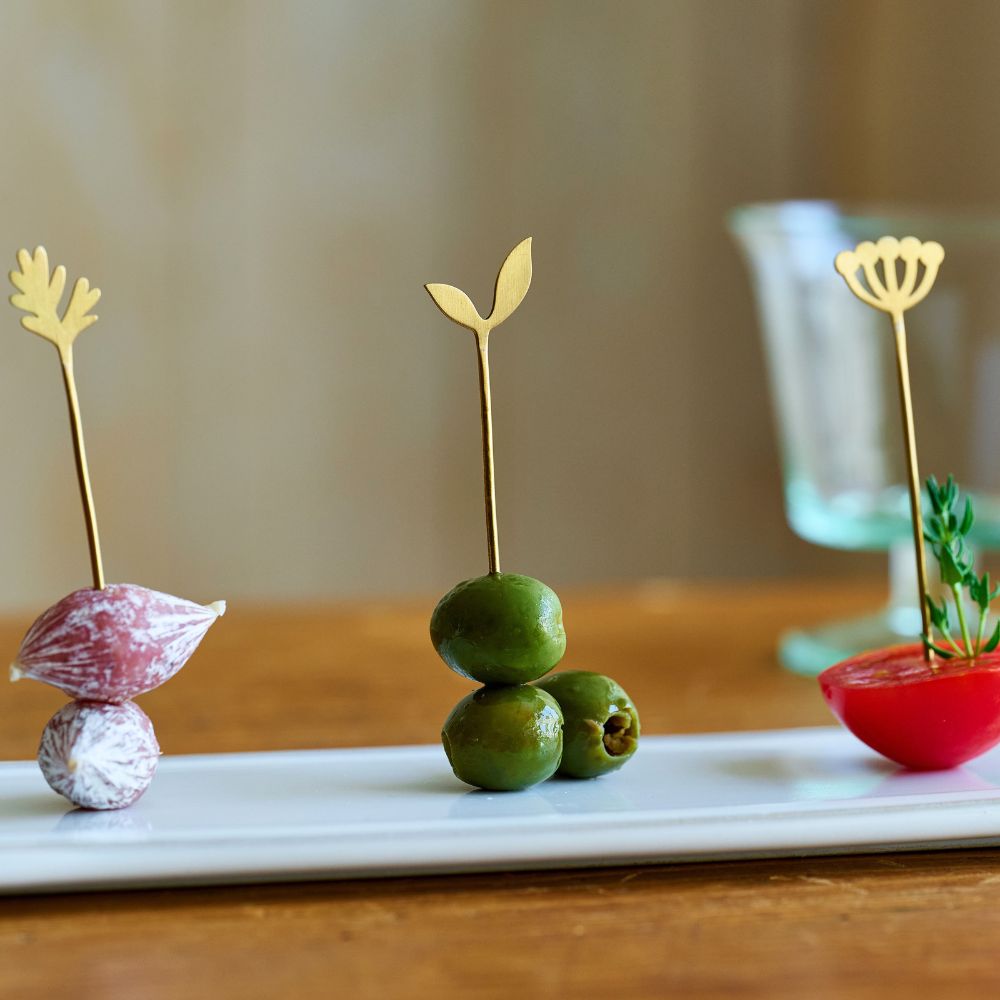【先行予約】毎日がハレの日になる BRASSで作った 植物モチーフピック 3個入り