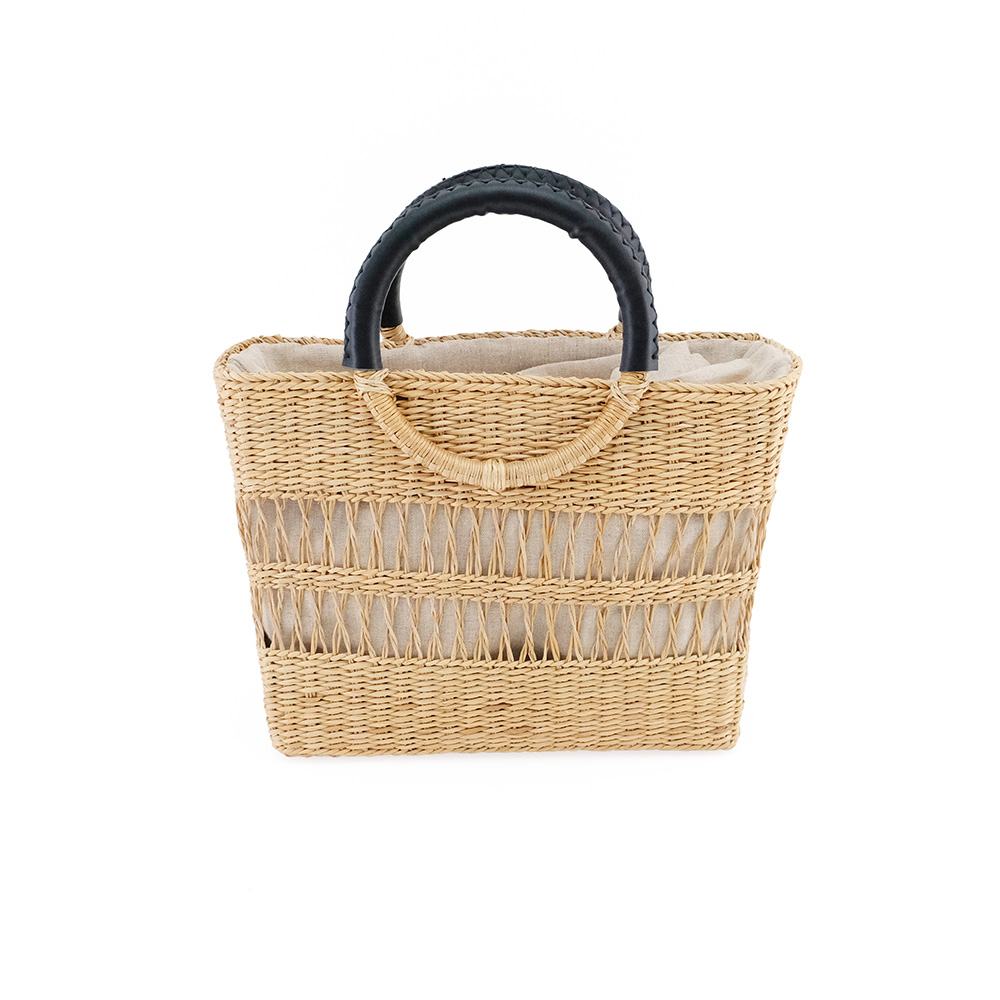 【先行予約】透かし編みのシーグラス ラウンドハンドルバッグ レクタングル