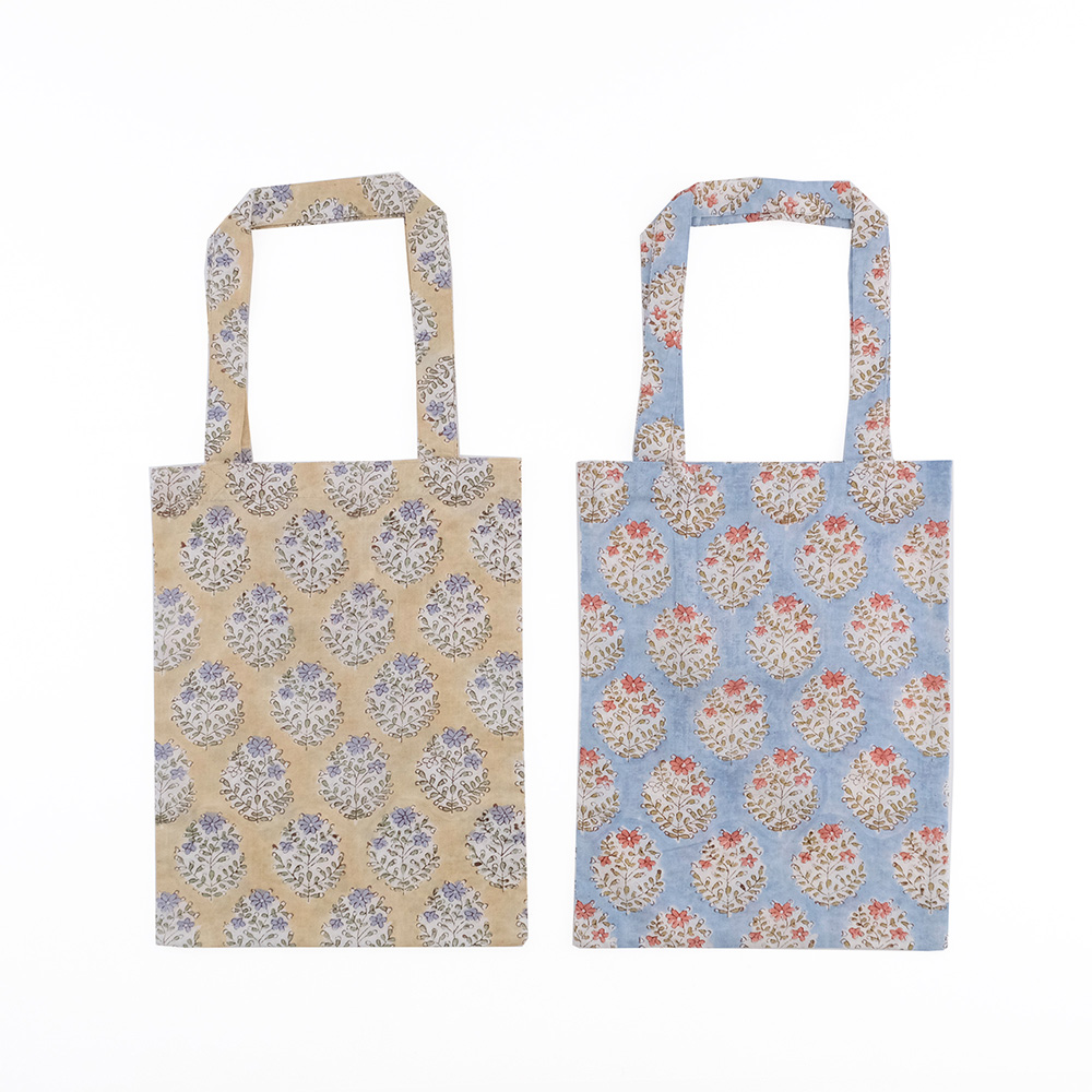 【先行予約】ブロックプリントのサブバッグ ポーチュラカ（2色）