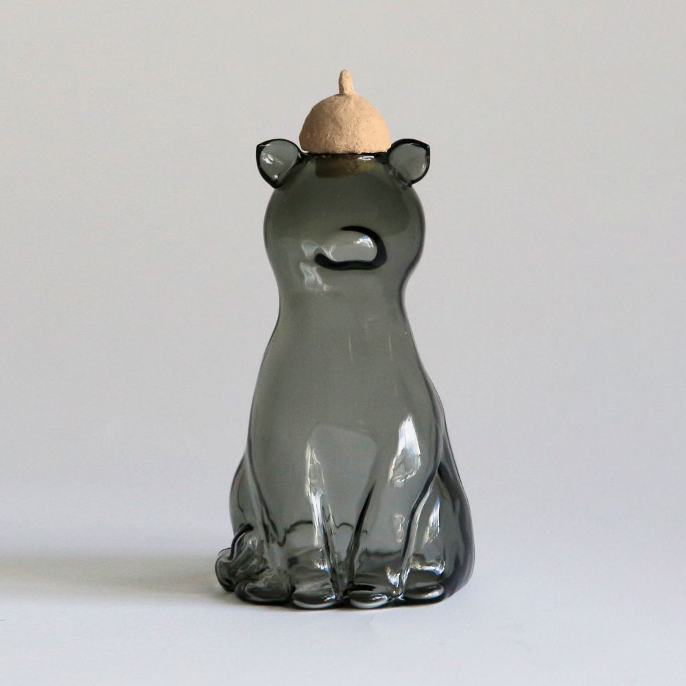 【特別先行予約※受注期間：2026年4月上旬まで】 〇みんなでカタチにする she say 特別プロジェクト 販売予定アイテム〇 オブジェとして飾っても可愛いガラスフラワーベース キャット