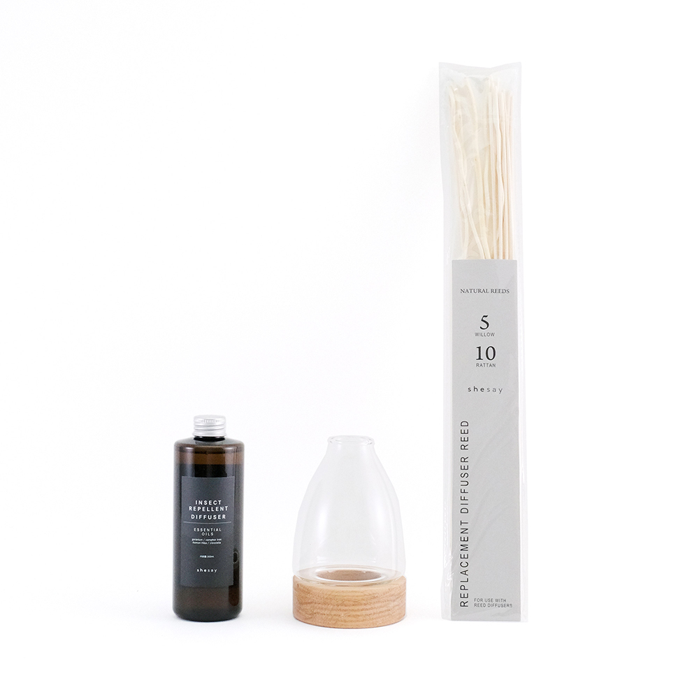 【先行予約】ゼラニウムのエッセンシャルオイルを使った虫除けディフューザーとフラワーベース ヒル セット