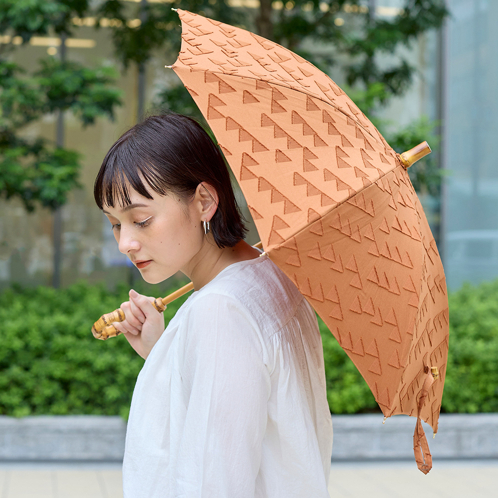 三角模様のジャカード生地で作った晴雨兼用傘 | shesay(志成販売